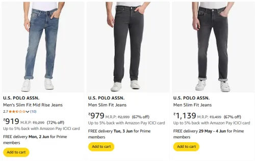 Image of U.S. POLO ASSN. Men's Jeans at minimum 62% Discount