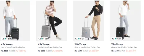 Image of V By Verage Tokyo Textured Hard-Sided Cabin-Sized Trolley Bag Starting At @₹1199