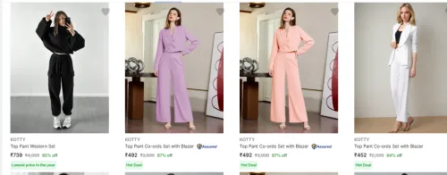 Image of KOTTY Top Pant Western Set upto 87% Discount
