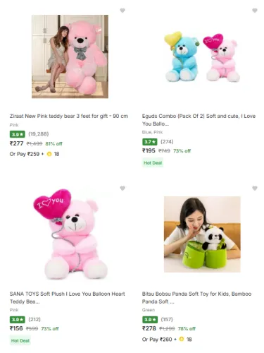 Image of Valentine Deals BIG SIZE : Teddy Bear Starting At ₹156
