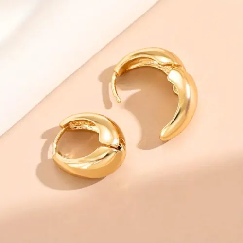 Image of VAMA 3Pairs 18K Gold Filled Anti Tarnish Hoop Earrings Set for Women