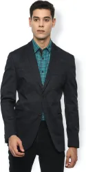 VAN HEUSEN Men Self Design Single Breasted Formal Blazer (Black)