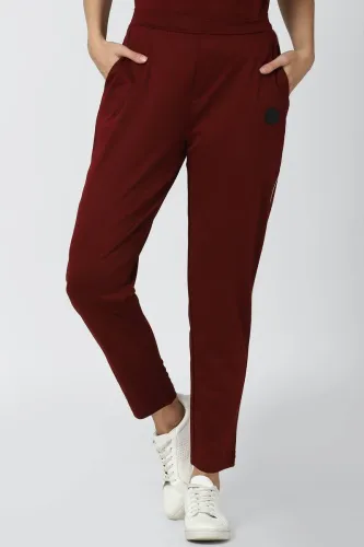 Image of VAN HEUSEN Women Regular Fit Maroon Viscose Rayon Trousers