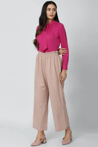 Image of VAN HEUSEN Women Regular Fit Pink Viscose Rayon Trousers
