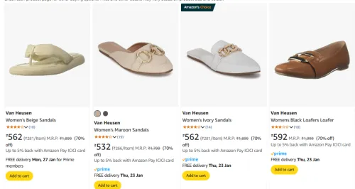 Image of Van Heusen Women's Beige Sandals Starting @ ₹532