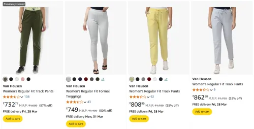 Image of Van Heusen Women's Regular Fit Track Pants Starting At @₹732