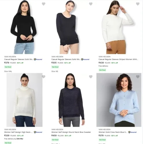 Image of VAN HEUSEN Brand Women's Clothing @ Minimum 80% Discount