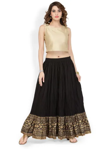 Image of Varanga Black Gold Pure Cotton Skirt