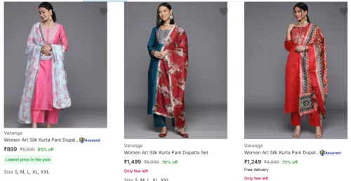 Image of Varanga Women's Kurta Set at Minimum 70% Discount
