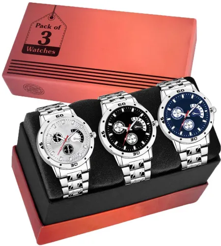 Image of Varni Venture Avio Steel chain Pack of 3 Analog Watch