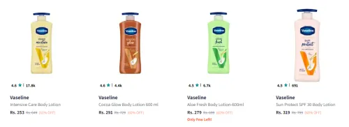 Image of Vaseline Body Lotion up to 61% Discount 