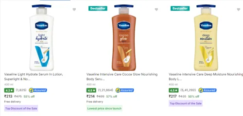 Image of Vaseline Moisturizer Minimum 50% Discount 