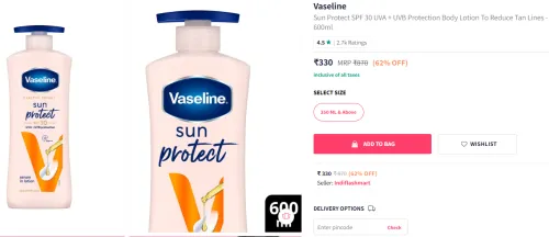 Image of Vaseline SPF 30 UVA Body Lotion 600ml