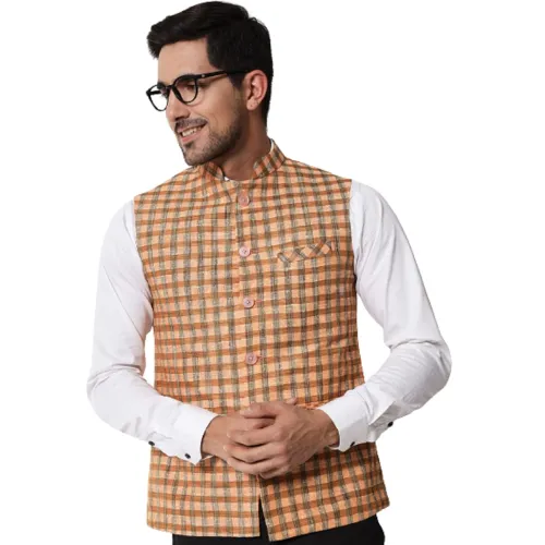 Image of Vastraa Fusion Mens Cotton Blend Block