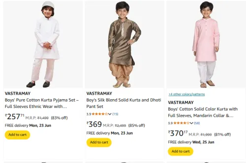 Image of VASTRAMAY Boy's Kurta set at minimum 80% Discount