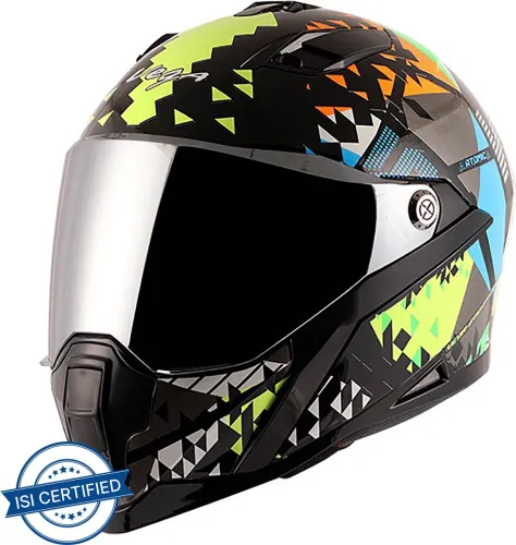 Image of VEGA Storm Atomic Motorbike Helmet (Black, Neon Yellow)