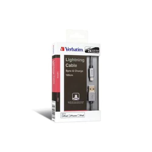 Image of Verbatim 120 cm Step-up Lightning cable Grey42.2 Inch