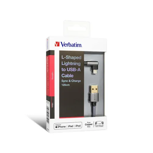 Image of Verbatim Lightning Cable L-Shaped 120cm Grey; 42.2 Inch