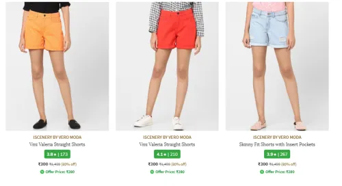 Image of Vero Moda & ONLY - Women's Shorts- FLAT 80% Discount