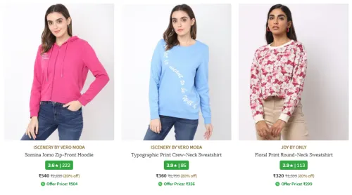 Image of Vero Moda & ONLY - Women's Sweatshirts- FLAT 80% Discount