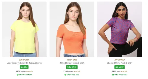 Image of Vero Moda & ONLY - Women's T-shirts- FLAT 80% Discount