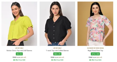 Image of Vero Moda & ONLY - Women's Tops - FLAT 80% Discount