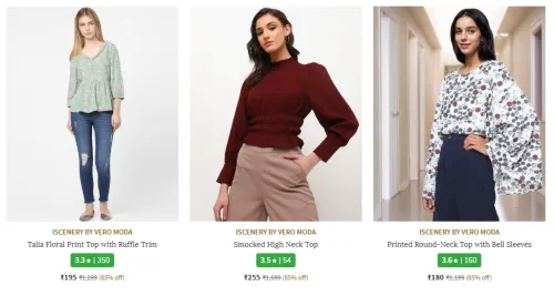 Image of Vero Moda Smocked High Neck Top Starting At ₹195