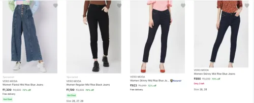 Image of VERO MODA Women Jeans minimum 70% Discount