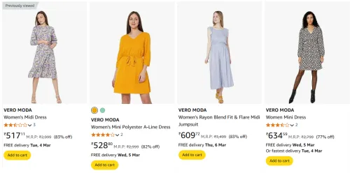 Image of VERO MODA Women's Midi Dress Starting At @₹517 