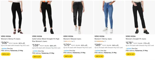 Image of Vero Moda Women's Jeans at minimum 75% Discount
