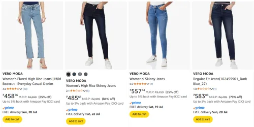 Image of VERO MODA Women's Jeans at minimum 75% Discount
