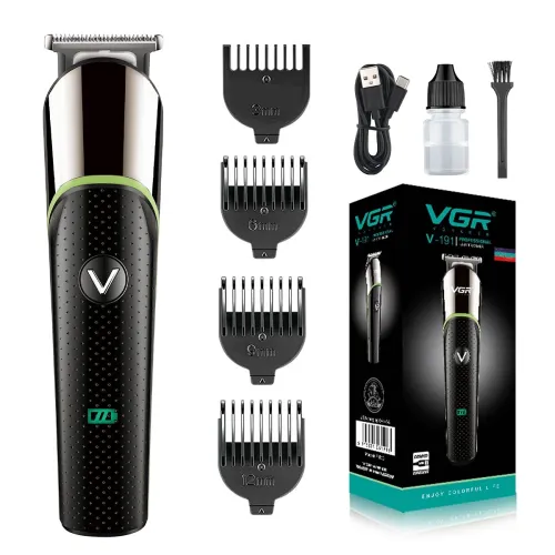 Image of VGR Professional Rechargeable Cordless Beard Trimmer Kit with Guide Combs Brush USB Cord 4.5 stars