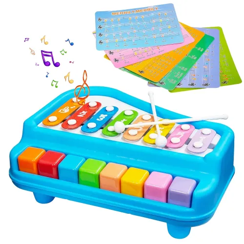 Image of VGRASSP 2-in-1 Xylophone & Piano Toy – Blue