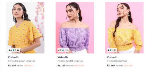 Image of Vishudh Women Fashion Crop Top Minimum 80% Discount