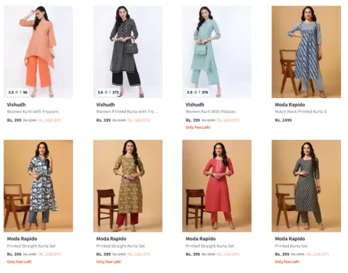 Image of Vishudh Women Kurti with Trousers Starting At @₹399
