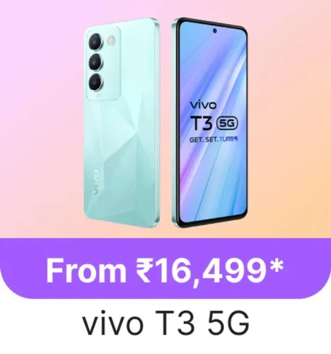 Image of Vivo T3 5G Smartphones starting @ ₹16499 on Flipkart GOAT Sale