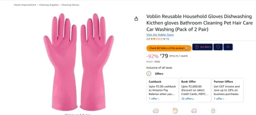 Image of Voblin Reusable Household Gloves Dishwashing pack 2