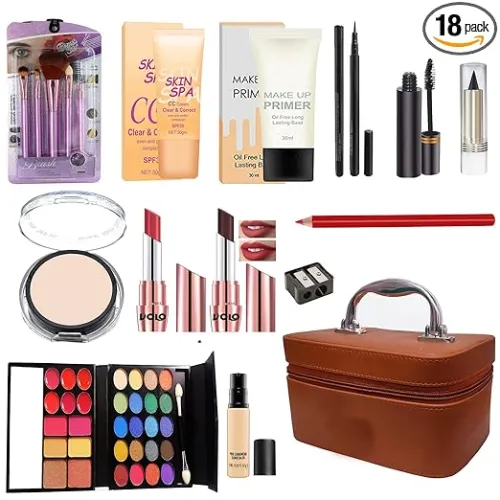 Image of volo All In One Makeup Kit Set 18Pc Maroon Brown