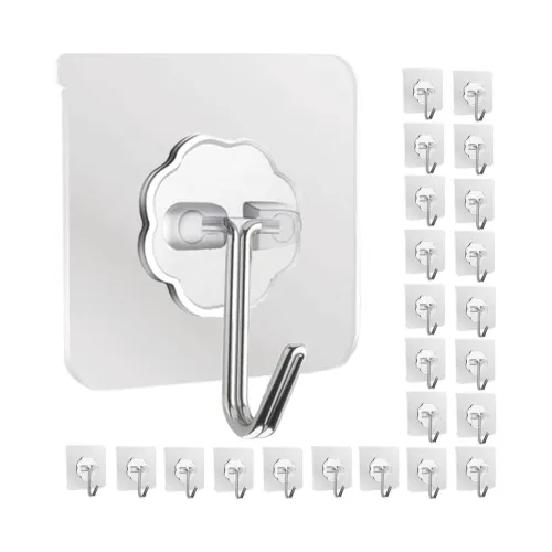 Image of VOOY 10 Pcs PVC Heavy Duty Self Adhesive Stainless Hooks