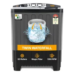 VW 7.5kg Semi Auto Washing Machine (Black)