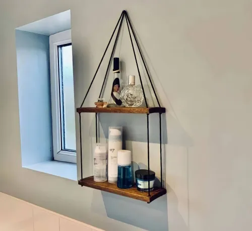 Image of VIVEKA Macrame Wall Decor and Hanging Wooden 2 Tier 