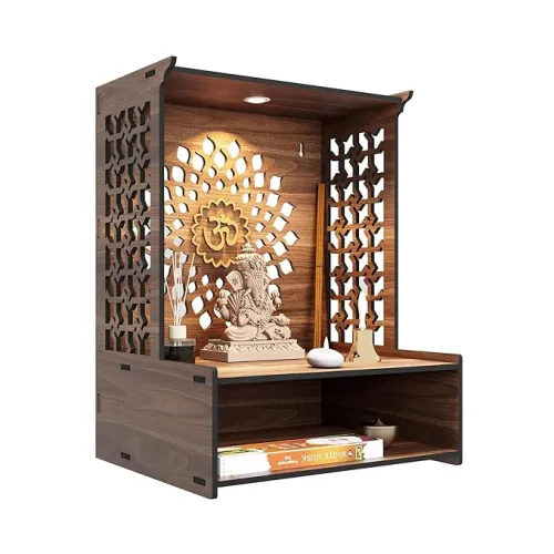 Image of Wall Mounted Wooden Pooja Mandir