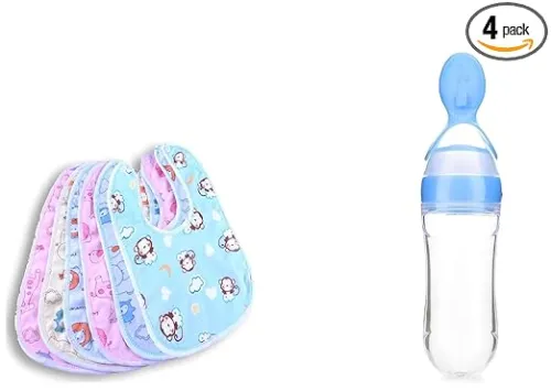 Image of Waterproof Baby Bibs & Spoon Combo