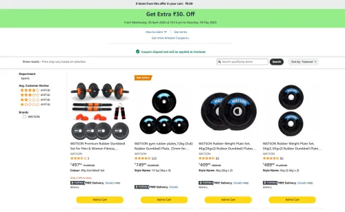 Image of WATSON Premium Rubber Dumbbell set at Extra ₹30 Off