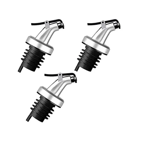 Image of WEZOSHINET stainless steel bottle pourers with rubber stoppers pack of 3