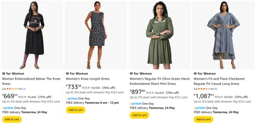 Image of W for Woman Women's Dresses at minimum 70% Discount