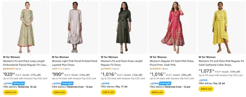Image of W for Woman Women's Dresses at minimum 70% Discount