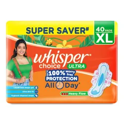 Whisper Choice Sanitary Pads XL, 40s Napkins