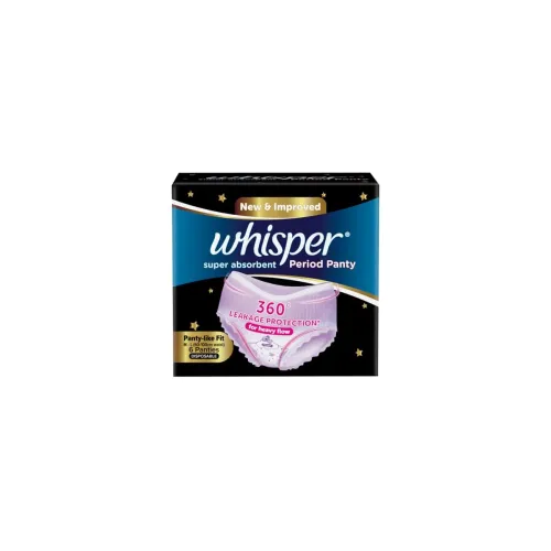 Image of Whisper Super Absorbent Period Panty, 6 M-L Pants, 360 Degree