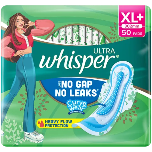 Image of Whisper Ultra Up To No Gap No Leaks Sanitary Pads, XL+, 50 pcs